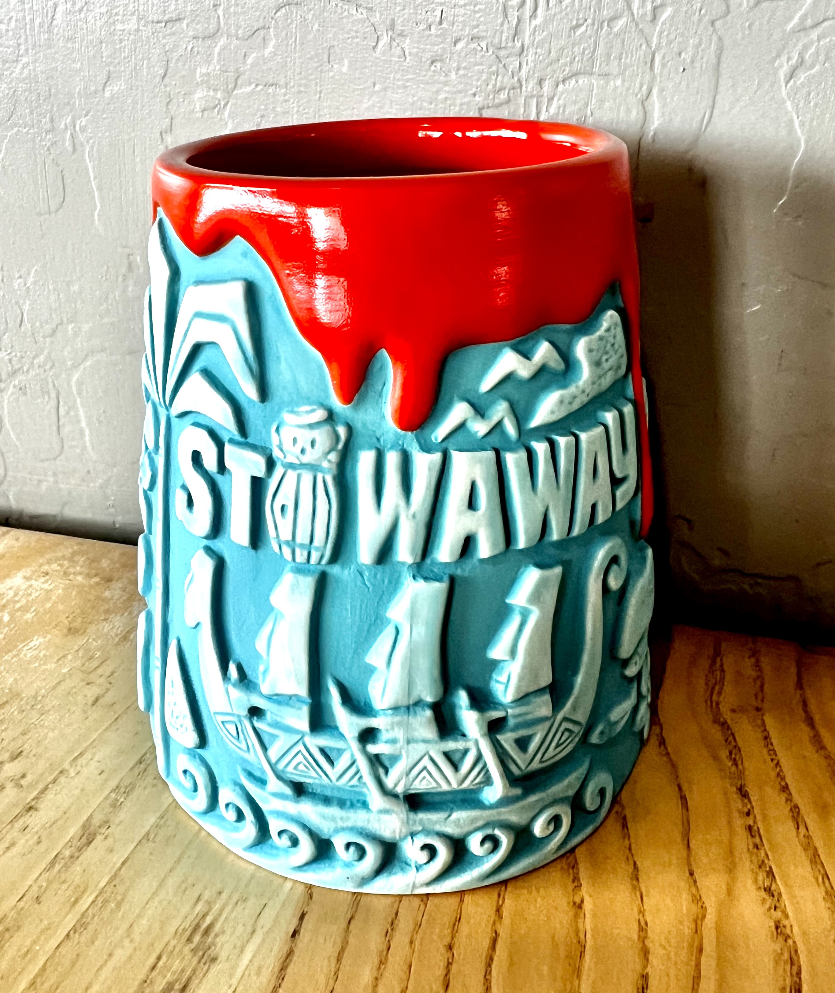 Tiki Mug: Volcano Mug - Turquoise Blue & Orange - by… | mytiki.life