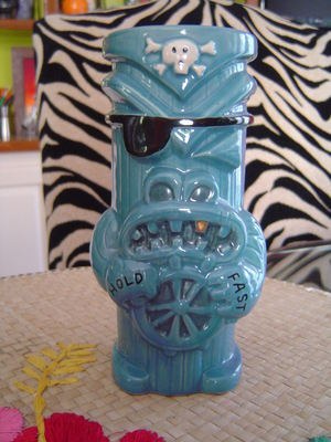 Vtg Captain Hold Fast Tiki Mug By Tiki Farm/Atomic 2024 Tony Tiki Retired 2007 Blue