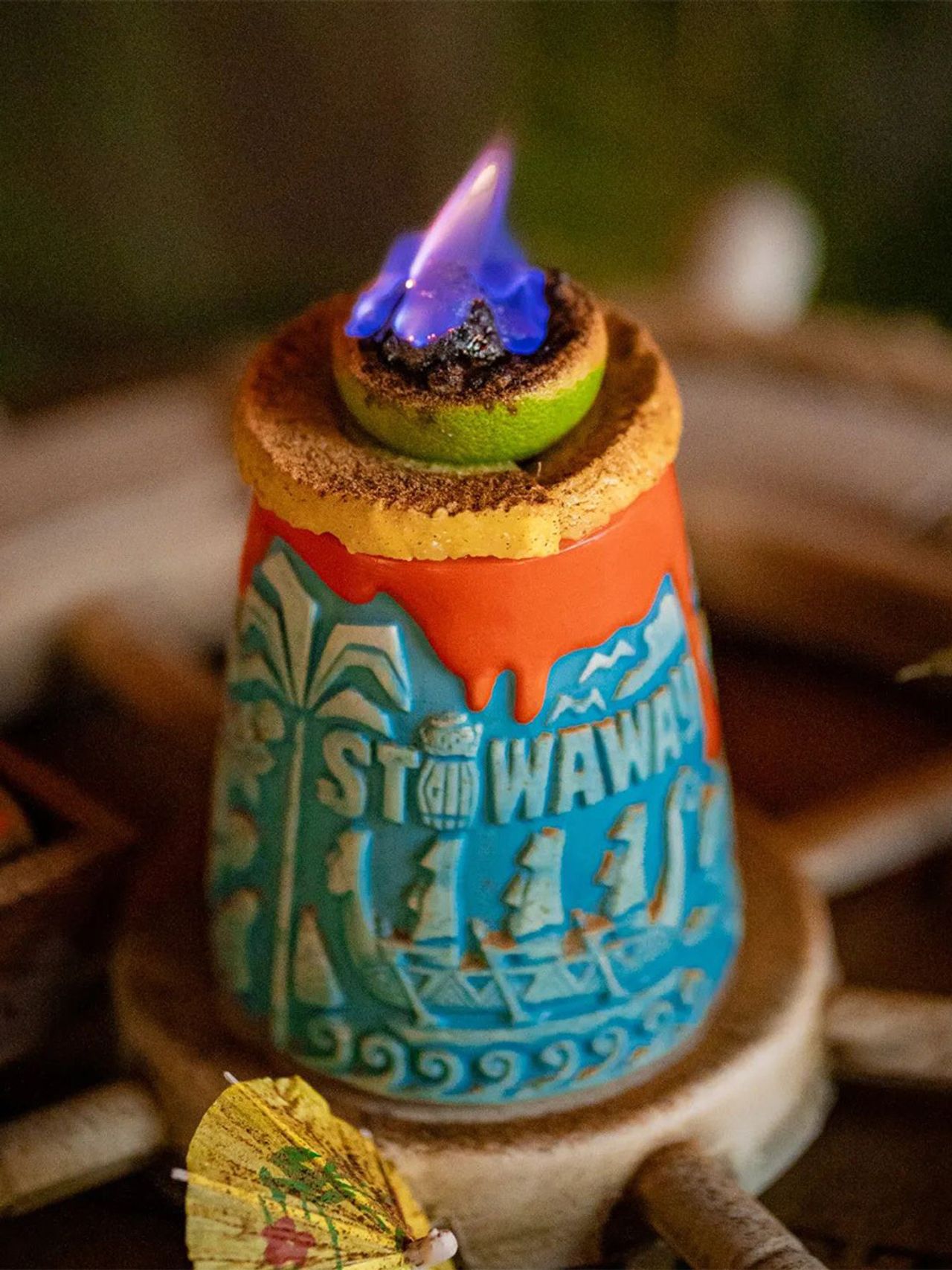 Tiki Mug: Volcano Mug - Turquoise Blue & Orange - by… | mytiki.life